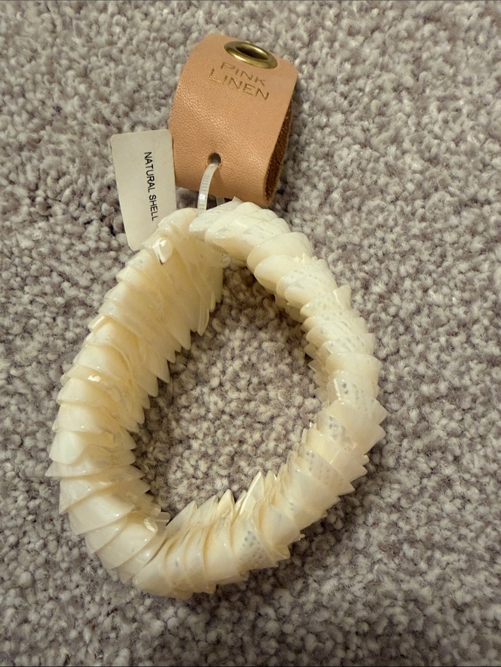 Pink Linen Natural Shell Bracelet - Cream